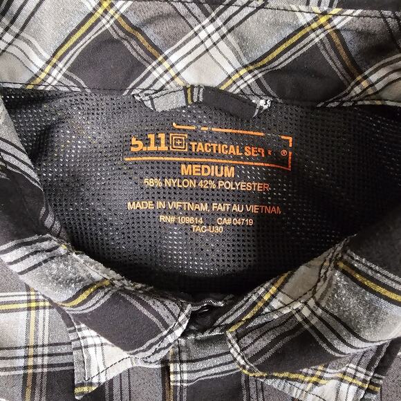 511 Tactical Shirt Medium Plaid Covert Snap Button Concealed Carry Leo Detective - Picture 5 of 9